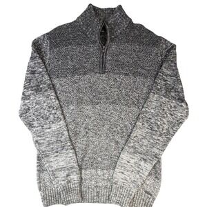 JB Holt Mens Quarter Zip Sweater Grey Ombre Marled 100% Cotton Standard Large